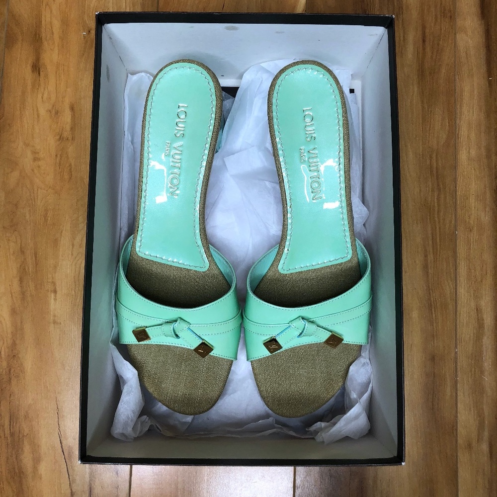 Vintage Louis Vuitton Teal Heel, 'Clara Mule'